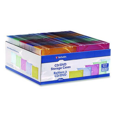 Slim Cases, Cd/dvd, Assorted Colors, 100/pack