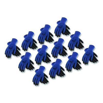 Gp Nitrile-coated Nylon Gloves, Medium, Blue/black, 12 Pairs