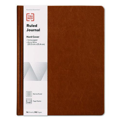 Hardcover Business Journal, Elastic Closure, 1-subject, Narrow Rule, Cognac Cover, (96) 10 X 8 Sheets