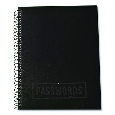 Small/mini Password Log Book, 480 Total Entries, 4 Entries/page, Black Plastic Cover, (60) 7 X 5.5 Sheets