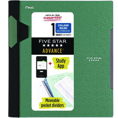 Advance Wirebound Notebook, Two Pockets, 1-subject, Medium/college Rule, Randomly Assorted Cover Color, (100) 11 X 8.5 Sheets
