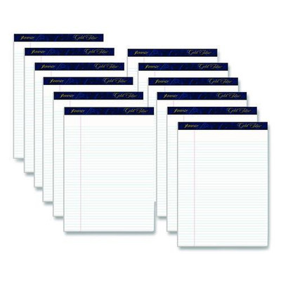 Gold Fibre Writing Pads, Narrow Rule, 50 White 8.5 X 11.75 Sheets, Dozen