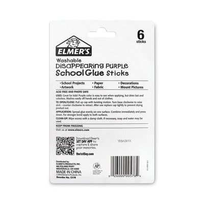 School Glue Stick, 0.77 Oz, Applies Purple, Dries Clear, 6/pack School Glue Stick, 0.77 Oz, Applies Purple, Dries Clear, 6/pack