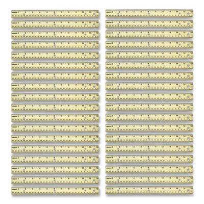 Three-hole Punched Wood Ruler, Standard/metric, 12" (30 Cm) Long, Natural Wood, 36/box