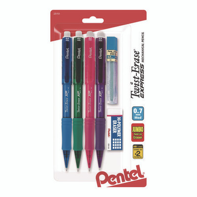 Twist Erase Express Mechanical Pencil, 0.7 Mm, Hb (#2), Black Lead, Assorted Color Barrels, 4/pack Twist Erase Express Mechanical Pencil, 0.7 Mm, Hb (#2), Black Lead, Assorted Color Barrels, 4/pack