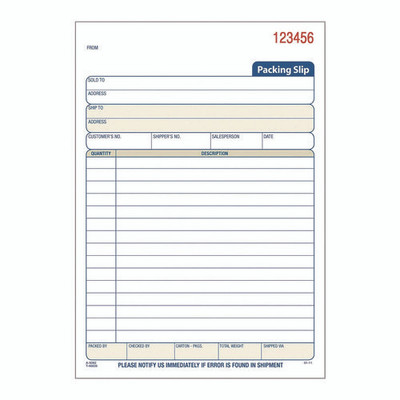 Multipart Packing List Forms, Three-part Carbonless, 5.56 X 7.94, 50 Forms Total Multipart Packing List Forms, Three-part Carbonless, 5.56 X 7.94, 50 Forms Total