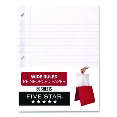 Reinforced Filler Paper, 3-hole, 8 X 10.5, Wide/legal Rule, 80/pack