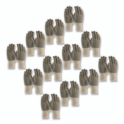 Pvc-dotted Cotton/polyester Work Gloves, Large, Gray/black, 12 Pairs Pvc-dotted Cotton/polyester Work Gloves, Large, Gray/black, 12 Pairs