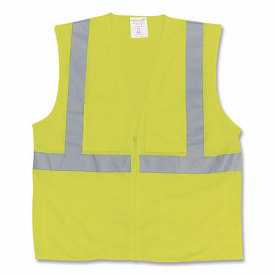 Ansi Class 2 Two-pocket Zipper Mesh Safety Vest, X-large, Hi-viz Lime Yellow