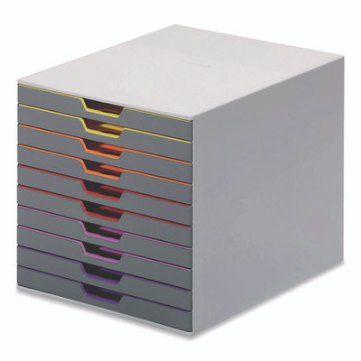 Varicolor Stackable Plastic Drawer Box, 10 Drawers, Letter To Folio Size Files, 11" X 14" X 11.5", Gray Varicolor Stackable Plastic Drawer Box, 10 Drawers, Letter To Folio Size Files, 11" X 14" X 11.5", Gray