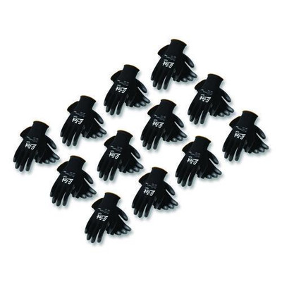 Gp Polyurethane-coated Nylon Gloves, X-large, Black, 12 Pairs