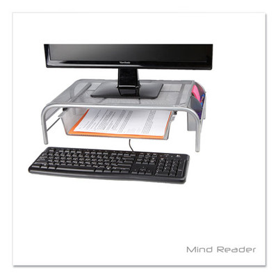 Raise Metal Mesh Monitor Stand With Drawer, 20" X 12" X 5.75", Silver, Supports 25 Lbs Raise Metal Mesh Monitor Stand With Drawer, 20" X 12" X 5.75", Silver, Supports 25 Lbs