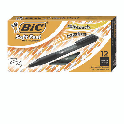 Soft Feel Ballpoint Pen, Retractable, Medium 1 Mm, Black Ink, Black Barrel, Dozen Soft Feel Ballpoint Pen, Retractable, Medium 1 Mm, Black Ink, Black Barrel, Dozen
