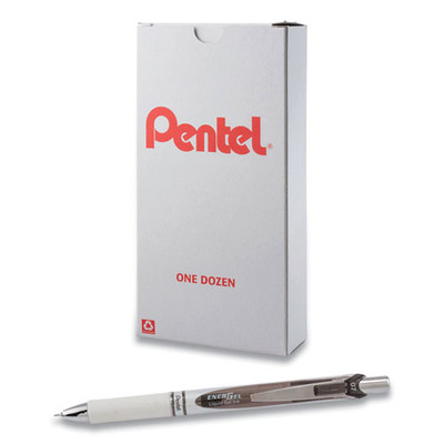 Energel Pearl Gel Pen, Retractable, Medium 0.7 Mm, Black Ink, White/black Barrel, Dozen Energel Pearl Gel Pen, Retractable, Medium 0.7 Mm, Black Ink, White/black Barrel, Dozen