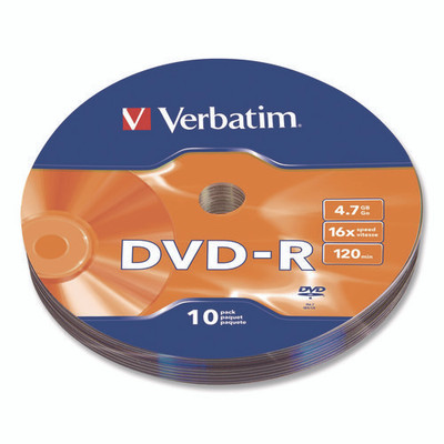 Dvd-r Recordable Disc, 4.7 Gb, 16x, Wrap, Silver, 10/pack