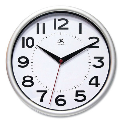 Metro Wall Clock, 9" Diameter, Silver Case, 1 Aa (sold Separately) Metro Wall Clock, 9" Diameter, Silver Case, 1 Aa (sold Separately)