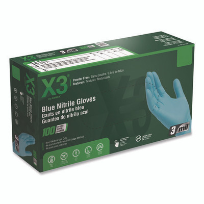 Industrial Nitrile Gloves, Medium, Blue, 100/box