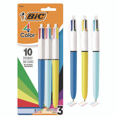 4-color Multi-color Ballpoint Pen, Retractable, Medium 1 Mm, Assorted Ink And Barrel Colors, 3/pack 4-color Multi-color Ballpoint Pen, Retractable, Medium 1 Mm, Assorted Ink And Barrel Colors, 3/pack