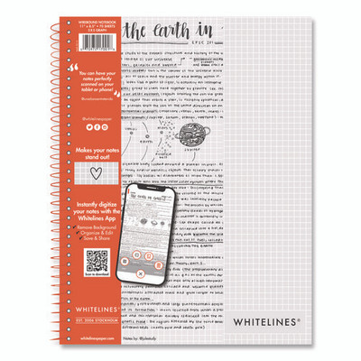 Whitelines Notebook. Quadrille Rule, (5 Sq/in), Gray/orange Cover, (70) 11 X 8.5 Sheets Whitelines Notebook. Quadrille Rule, (5 Sq/in), Gray/orange Cover, (70) 11 X 8.5 Sheets
