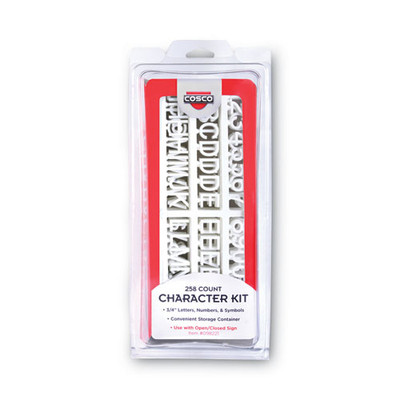 Character Kit, Letters, Numbers, Symbols, Helvetica, White, 0.75"h, 258 Pieces Character Kit, Letters, Numbers, Symbols, Helvetica, White, 0.75"h, 258 Pieces