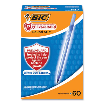 Prevaguard Round Stic Ballpoint Pen, Stick, Medium 1 Mm, Blue Ink, Translucent Blue Barrel, 60/pack Prevaguard Round Stic Ballpoint Pen, Stick, Medium 1 Mm, Blue Ink, Translucent Blue Barrel, 60/pack
