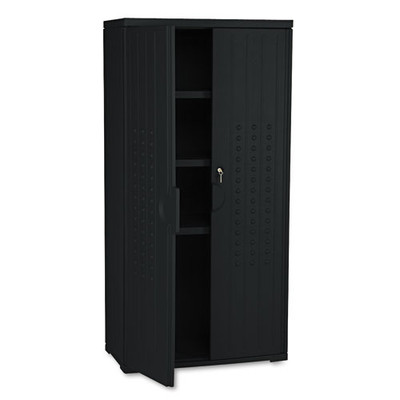 Rough N Ready Storage Cabinet, Three-shelf, 33 X 18 X 66, Black