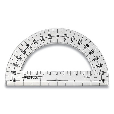 180 Degree Protractor, Plastic, 6" Ruler Edge/180 Degree, Clear 180 Degree Protractor, Plastic, 6" Ruler Edge/180 Degree, Clear
