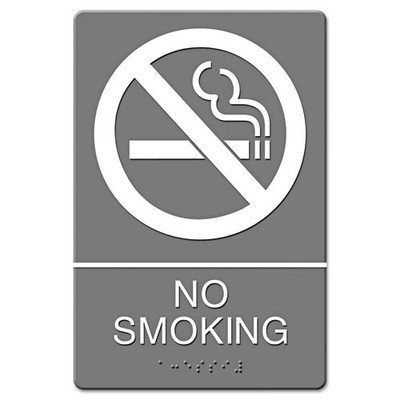 Ada Sign, No Smoking Symbol W/tactile Graphic, Molded Plastic, 6 X 9, Gray Ada Sign, No Smoking Symbol W/tactile Graphic, Molded Plastic, 6 X 9, Gray