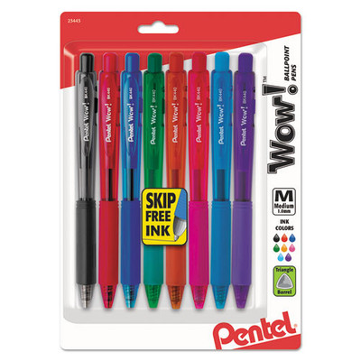 Wow! Ballpoint Pen, Retractable, Medium 1 Mm, Assorted Ink And Barrel Colors, 8/pack Wow! Ballpoint Pen, Retractable, Medium 1 Mm, Assorted Ink And Barrel Colors, 8/pack