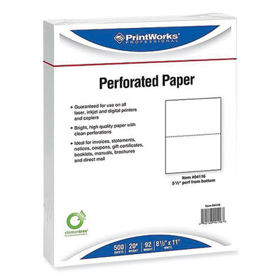 Perforated And Punched Paper, 20 Lb Bond Weight, 8.5 X 11, White, 500/ream, 5 Reams/carton - VISPRB04166CT Perforated And Punched Paper, 20 Lb Bond Weight, 8.5 X 11, White, 500/ream, 5 Reams/carton - VISPRB04166CT