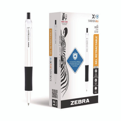 Sarasa Dry X1+ Gel Pen, Retractable, Medium 0.7 Mm, Black Ink, White/black Barrel, 12/pack Sarasa Dry X1+ Gel Pen, Retractable, Medium 0.7 Mm, Black Ink, White/black Barrel, 12/pack