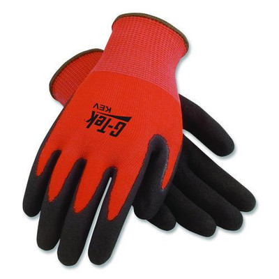 Kev Hi-vis Seamless Knit Kevlar Gloves, 2x-large, Red/black