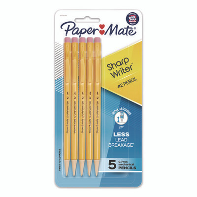 Sharpwriter Mechanical Pencil, 0.7 Mm, Hb (#2), Black Lead, Classic Yellow Barrel, 5/pack Sharpwriter Mechanical Pencil, 0.7 Mm, Hb (#2), Black Lead, Classic Yellow Barrel, 5/pack