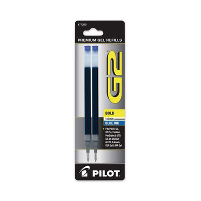 Refill For Pilot G2 Gel Ink Pens, Bold Conical Tip, Blue Ink, 2/pack
