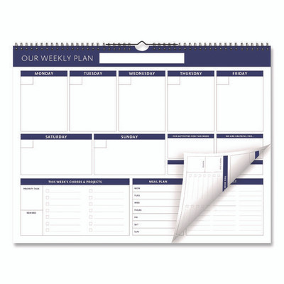 Weekly Family Planner, 17 X 13, White/blue Sheets, 52 Weeks: Undated Weekly Family Planner, 17 X 13, White/blue Sheets, 52 Weeks: Undated