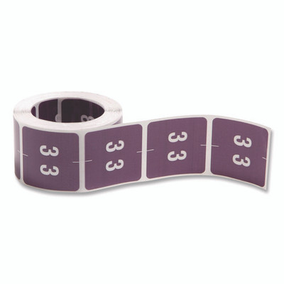 Numerical End Tab File Folder Labels, 3, 1.5 X 1.5, Purple, 250/roll Numerical End Tab File Folder Labels, 3, 1.5 X 1.5, Purple, 250/roll