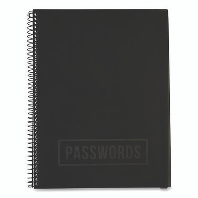 Large Password Log Book, 384 Total Entries, 4 Entries/page, Black Plastic Cover, (48) 10 X 7.5 Sheets