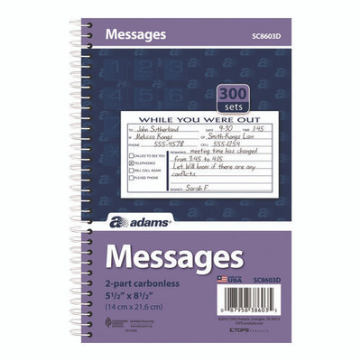 While You Were Out Messages Book, Two-part Carbonless, 5 X 2.83, 3 Forms/sheet, 300 Forms Total While You Were Out Messages Book, Two-part Carbonless, 5 X 2.83, 3 Forms/sheet, 300 Forms Total