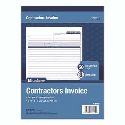 Multipart Contractors Invoice Pad, Three-part Carbonless, 8.34 X 10.84, 50 Forms Total Multipart Contractors Invoice Pad, Three-part Carbonless, 8.34 X 10.84, 50 Forms Total