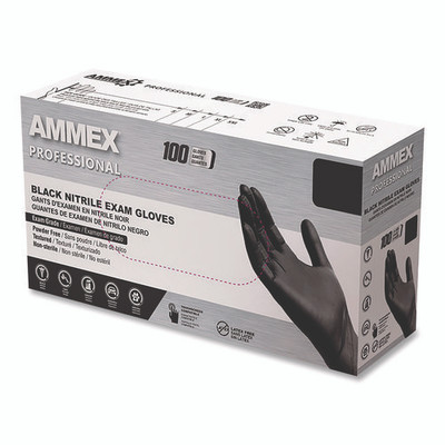 Nitrile Exam Gloves, Powder-free, Small, Black, 100/box