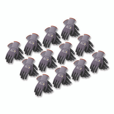 Ultimate Seamless Knit Nylon Gloves, Nitrile Coated Microfoam Grip On Palm And Fingers, Medium, Gray, 12 Pairs Ultimate Seamless Knit Nylon Gloves, Nitrile Coated Microfoam Grip On Palm And Fingers, Medium, Gray, 12 Pairs