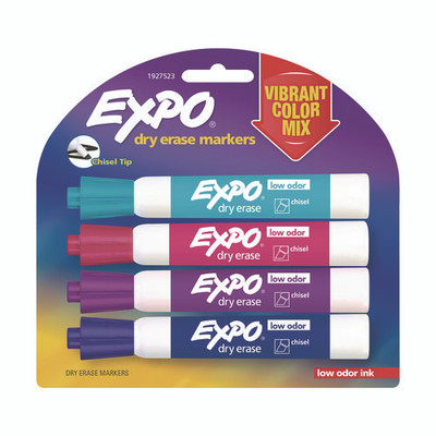 Low-odor Dry Erase Marker, Broad Chisel Tip, Assorted Colors, 4/pack - VISSAN2211555 Low-odor Dry Erase Marker, Broad Chisel Tip, Assorted Colors, 4/pack - VISSAN2211555