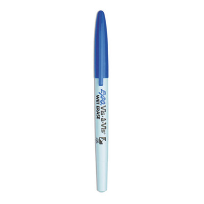 Vis-a-vis Wet Erase Marker, Fine Bullet Tip, Blue, Dozen - VISSAN16003A Vis-a-vis Wet Erase Marker, Fine Bullet Tip, Blue, Dozen - VISSAN16003A