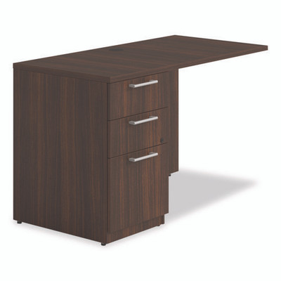 Alera Seville Series Desk Return With Pedestal, Left, 48" X 24" X 29", Mahogany