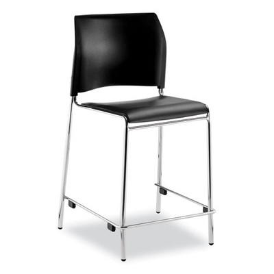 Cafetorium Counter Height Stool, Padded, Supports Up To 300 Lb, 24" Seat Height, Black Seat, Black Back, Chrome Base Cafetorium Counter Height Stool, Padded, Supports Up To 300 Lb, 24" Seat Height, Black Seat, Black Back, Chrome Base