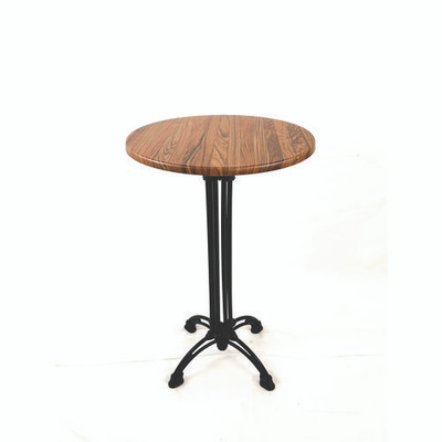 Topalit Tables, Round, 24" Dia X 44"h, Teak Top, Black Iron Base/legs Topalit Tables, Round, 24" Dia X 44"h, Teak Top, Black Iron Base/legs