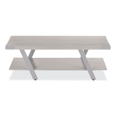 Coffee Table, Rectangular, 51 X 23.78 X 16, White Ash Top, Silver Base Coffee Table, Rectangular, 51 X 23.78 X 16, White Ash Top, Silver Base