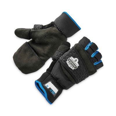 Proflex 816 Thermal Flip-top Gloves, En388: 3423x, 9" Long, Small, Black, Pair