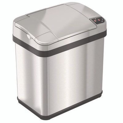 Rectangular Sensor Trash Can, 2.5 Gal, Plastic, Silver Rectangular Sensor Trash Can, 2.5 Gal, Plastic, Silver