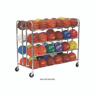 48 Ball Double Wide Ball Cart, Metal, 176 Lb Capacity, 24 X 55.5 X 46.5, Chrome 48 Ball Double Wide Ball Cart, Metal, 176 Lb Capacity, 24 X 55.5 X 46.5, Chrome